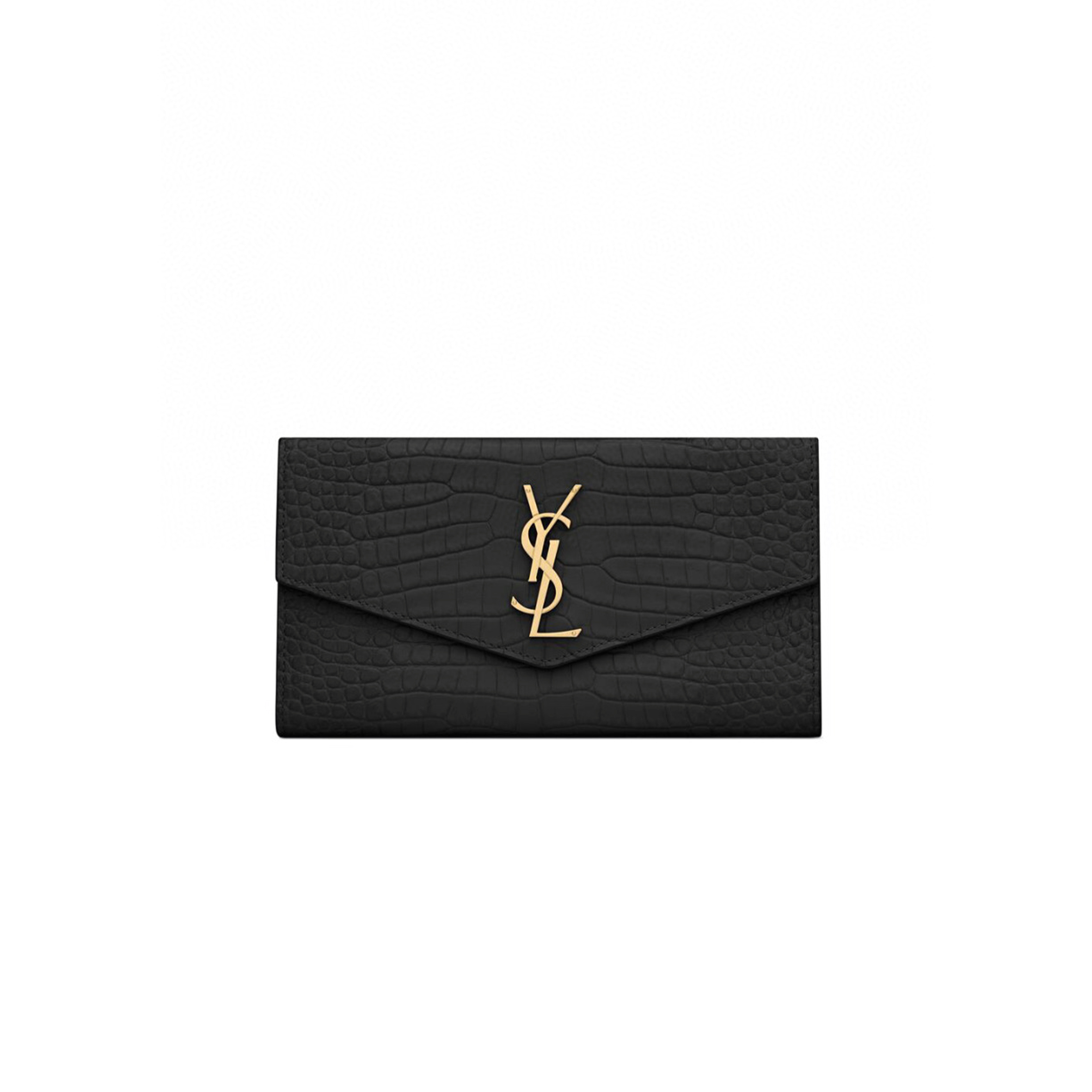 YSL UPTOWN POUCH IN CROCODILE-EMBOSSED SHINY LEATHER 582124DND1J1000 (21.5*12*2.5cm)